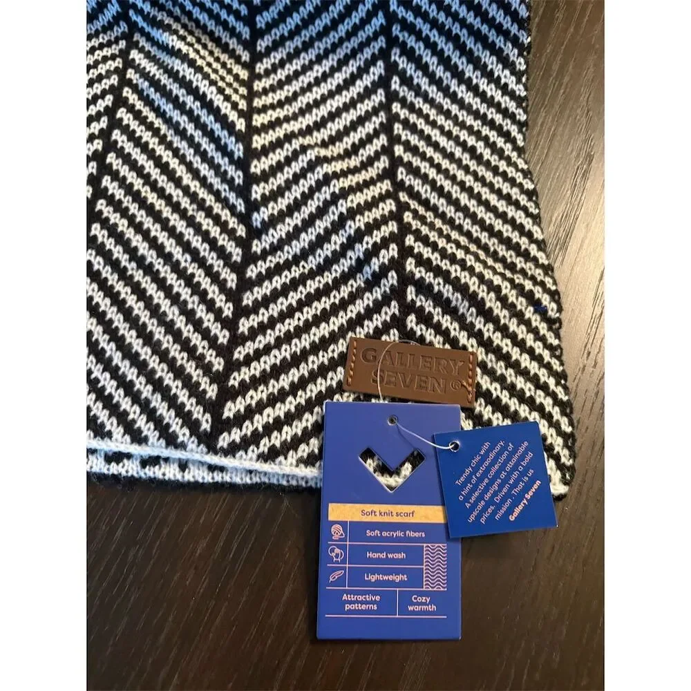 Gallery Seven NWT‎ Men's Black Winter Scarf Herringbone Pattern unisex